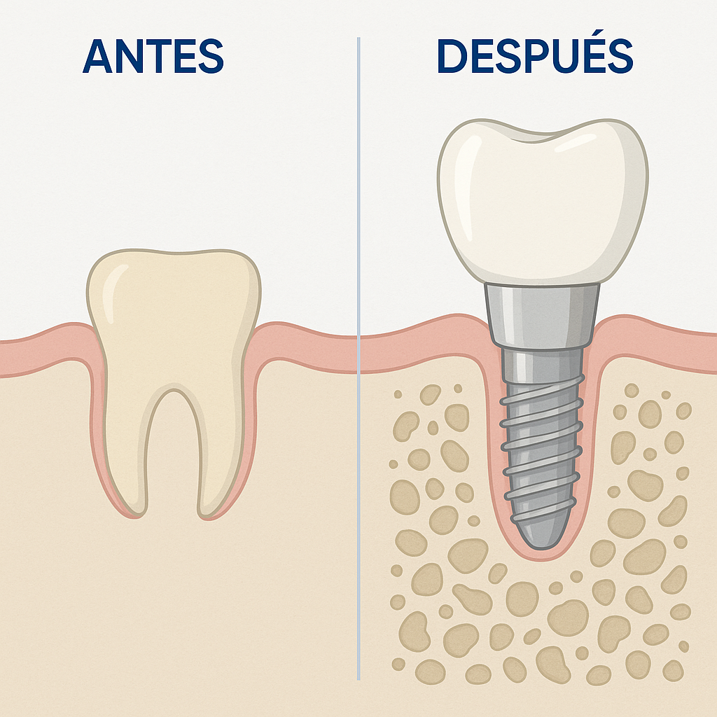 antes y después de los implantes dentales