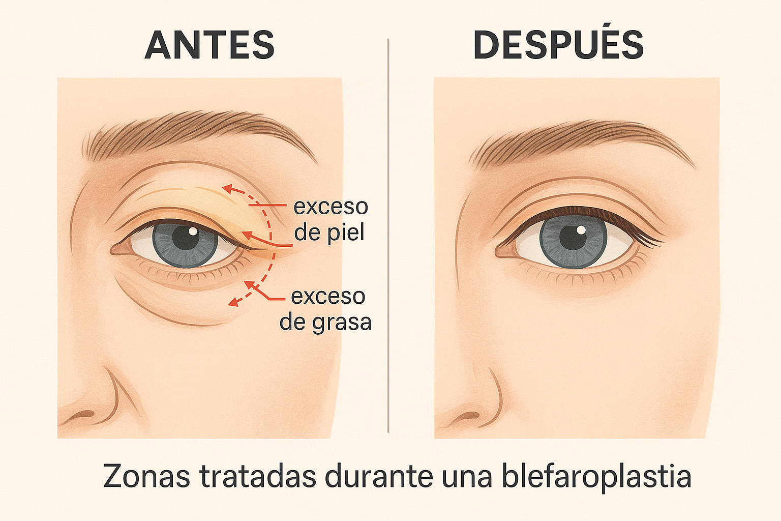 antes y después de una blefaroplastia