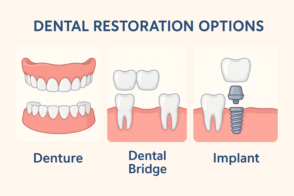 opciones de restauración por pérdida de dientes