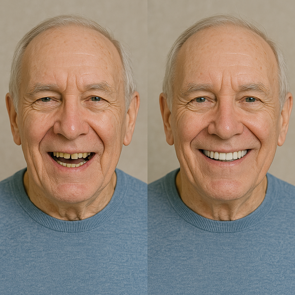 antes y después procedimiento odontológico